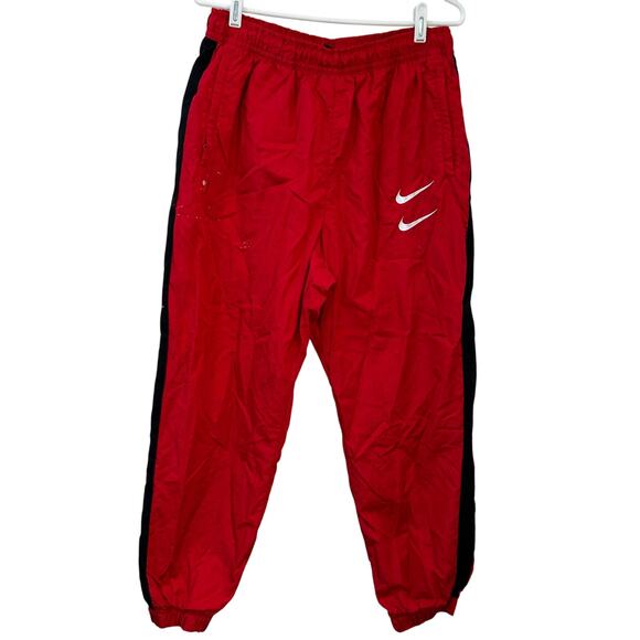 Nike Sportswear Mens XL Red & Black Double Swoosh Woven Track Pants Y2K - Picture 1 of 8